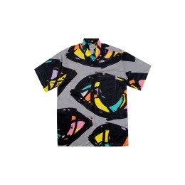 時尚設計短袖熱升華恤衫   全件印花恤衫款式  左前胸袋口設計  電音節恤衫 音樂節 演唱會  搖滾樂隊   R404 時尚設計短袖熱升華恤衫   全件印花恤衫款式  左前胸袋口設計  電音節恤衫 音樂節 演唱會  搖滾樂隊   R404